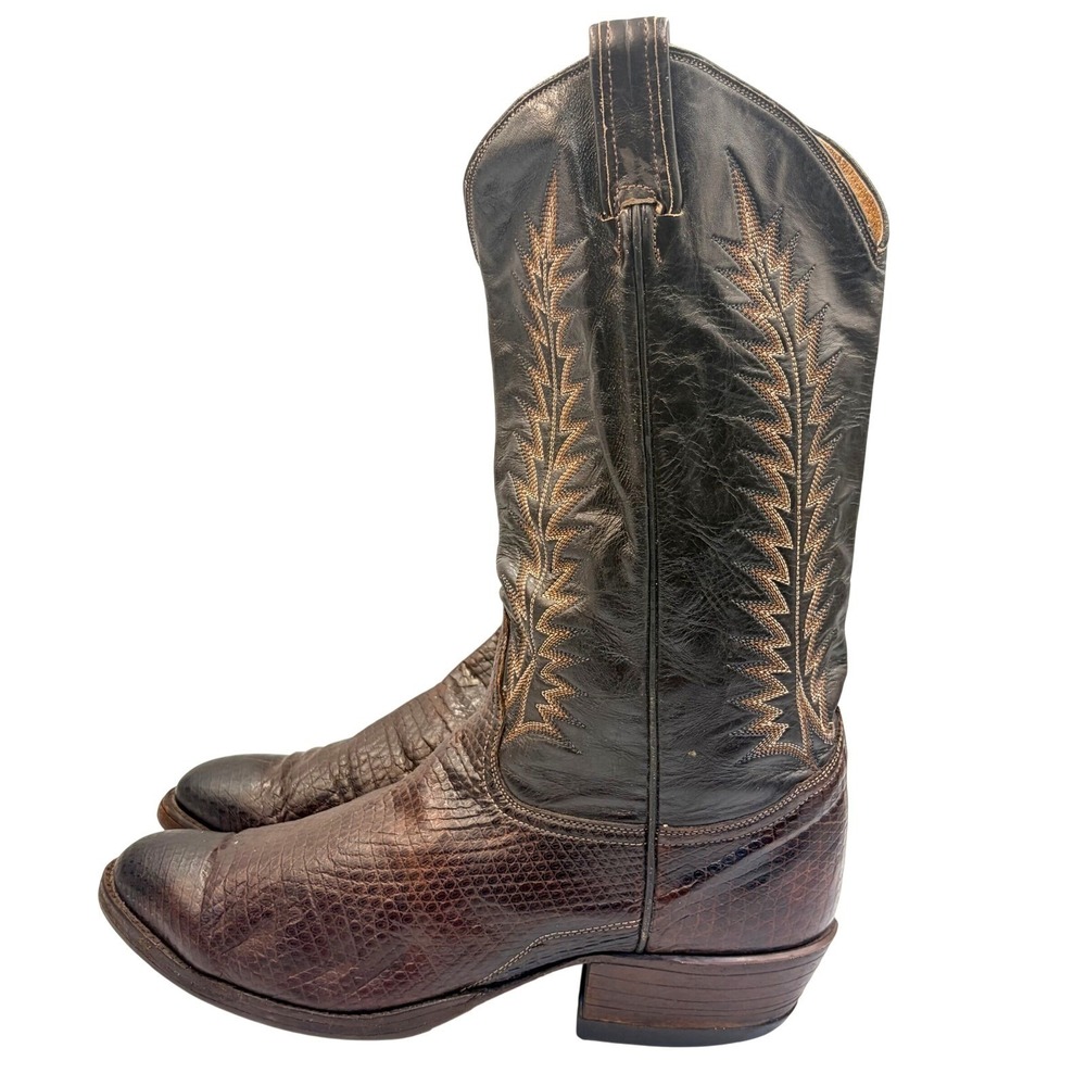 Vintage‎ Tony Lama Teju Lizard Western Cowboy Boots Brown Y6968 Mens 10.5D USA